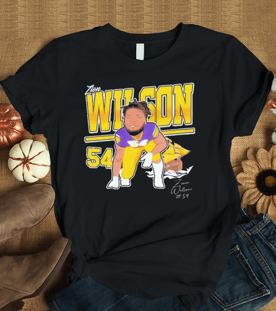 Zion Wilson 54 East Carolina Pirates Cartoon Football Player T-Shirt