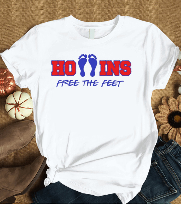 T-Shirt: Hollins Free the Feet with Red and Blue Footprints T-Shirt Hollins Free the Feet with Red and Blue Footprints T-Shirt