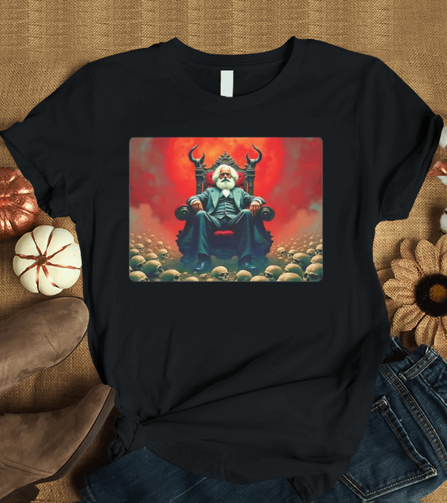 Communists Want to Abolish Intellectual Property Karl Marx Throne of Skulls and Flames T-Shirt