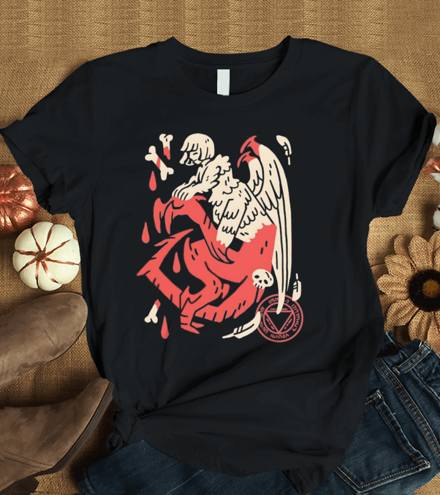 Falin Touden Dungeon Meshi Delicious in Dungeon Forbidden Magic Winged Creature with Skull and Bones T-Shirt