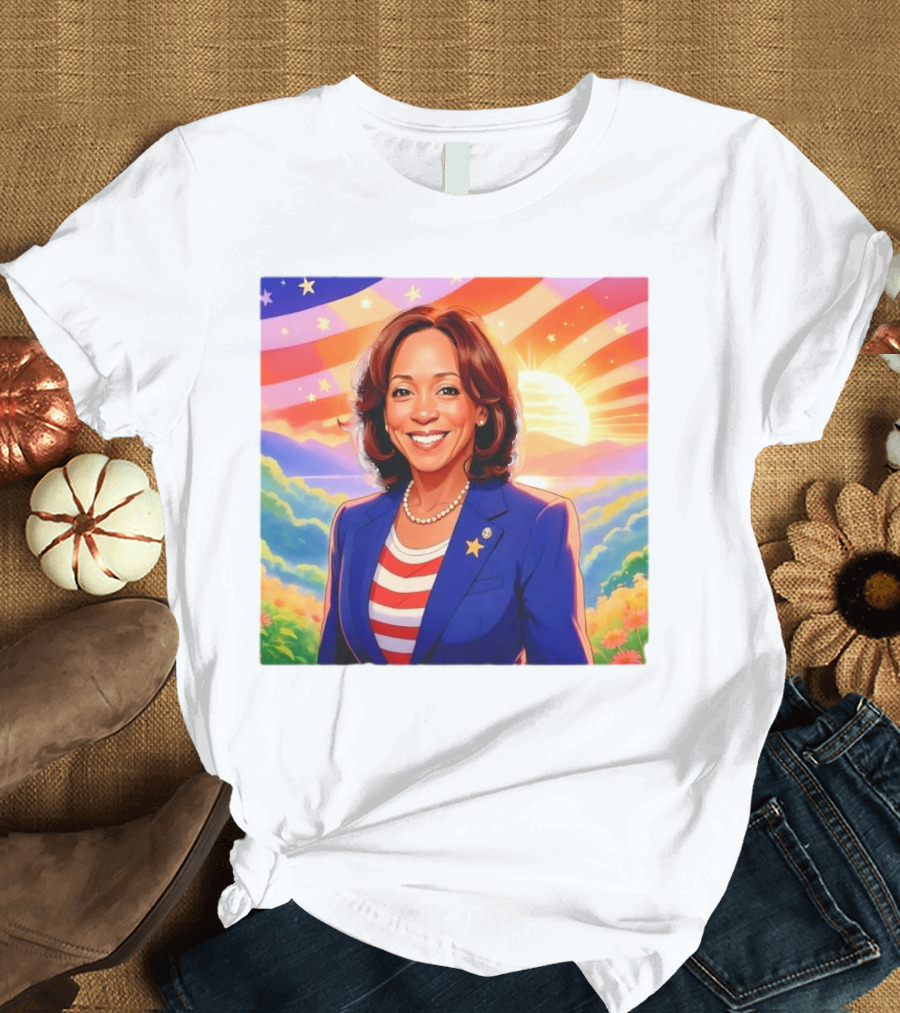 Kamala Harris Gorgeous It's Morning in America Sunburst Flag Scene T-Shirt