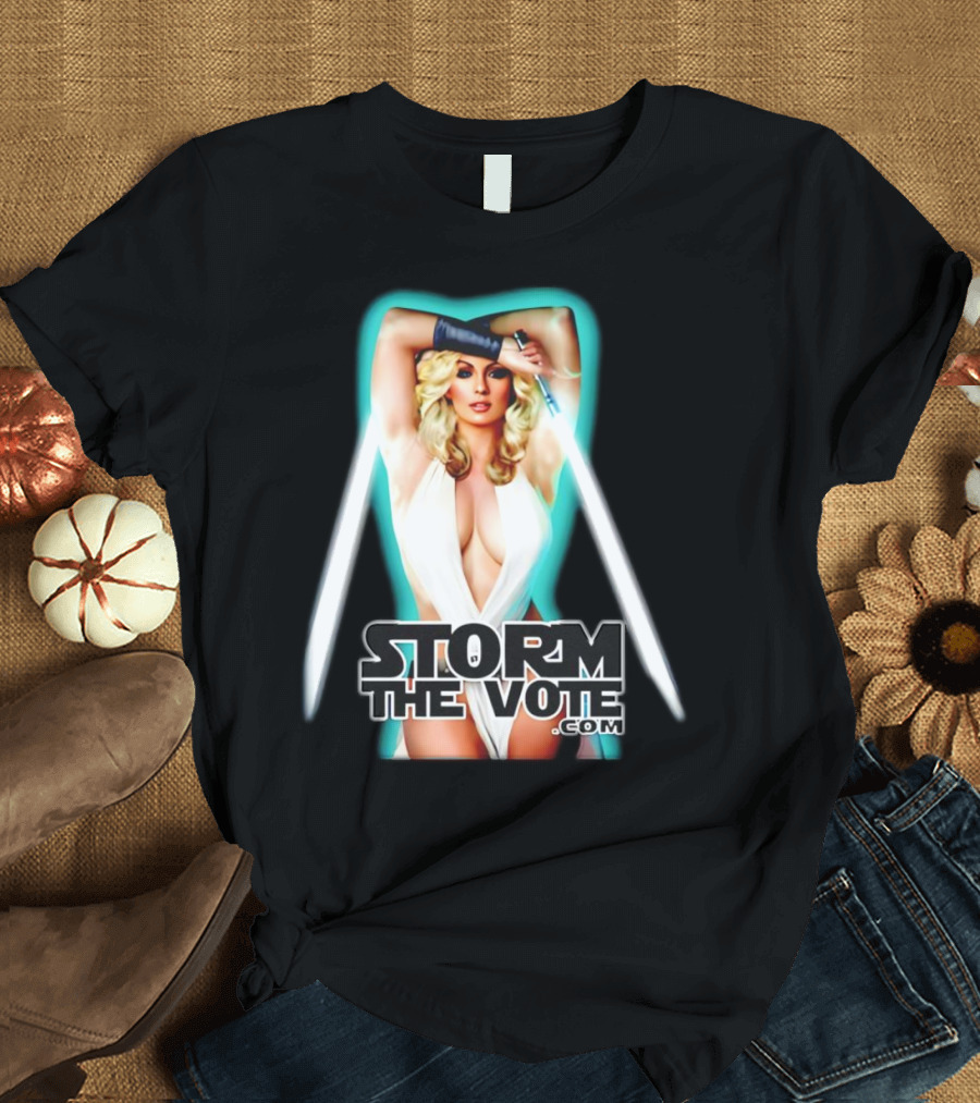 Stormy Daniels Storm the Vote Com Lightsaber Iconic T-Shirt