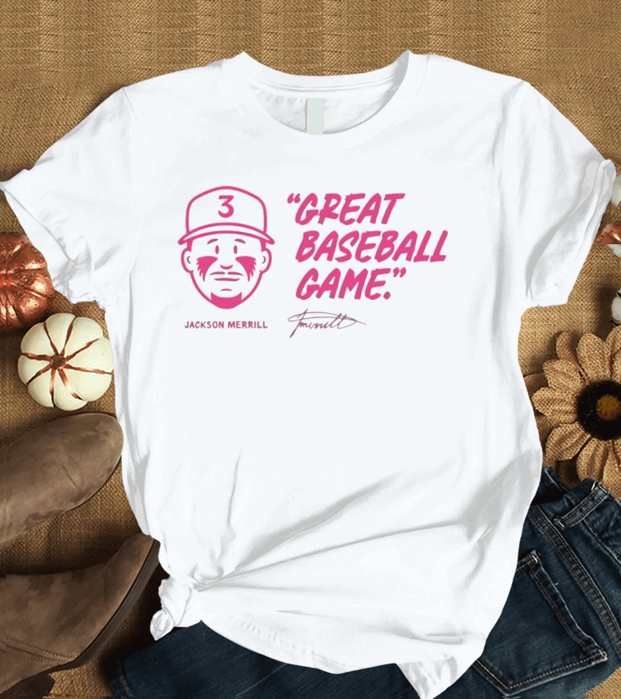 Jackson Merrill San Diego Padres 3 Great Baseball Game Signature T-Shirt