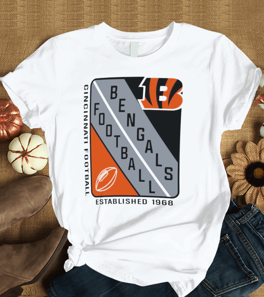 Cincinnati Bengals Football Shield Established 1968 Football Bengals Cincinnati Football T-Shirt