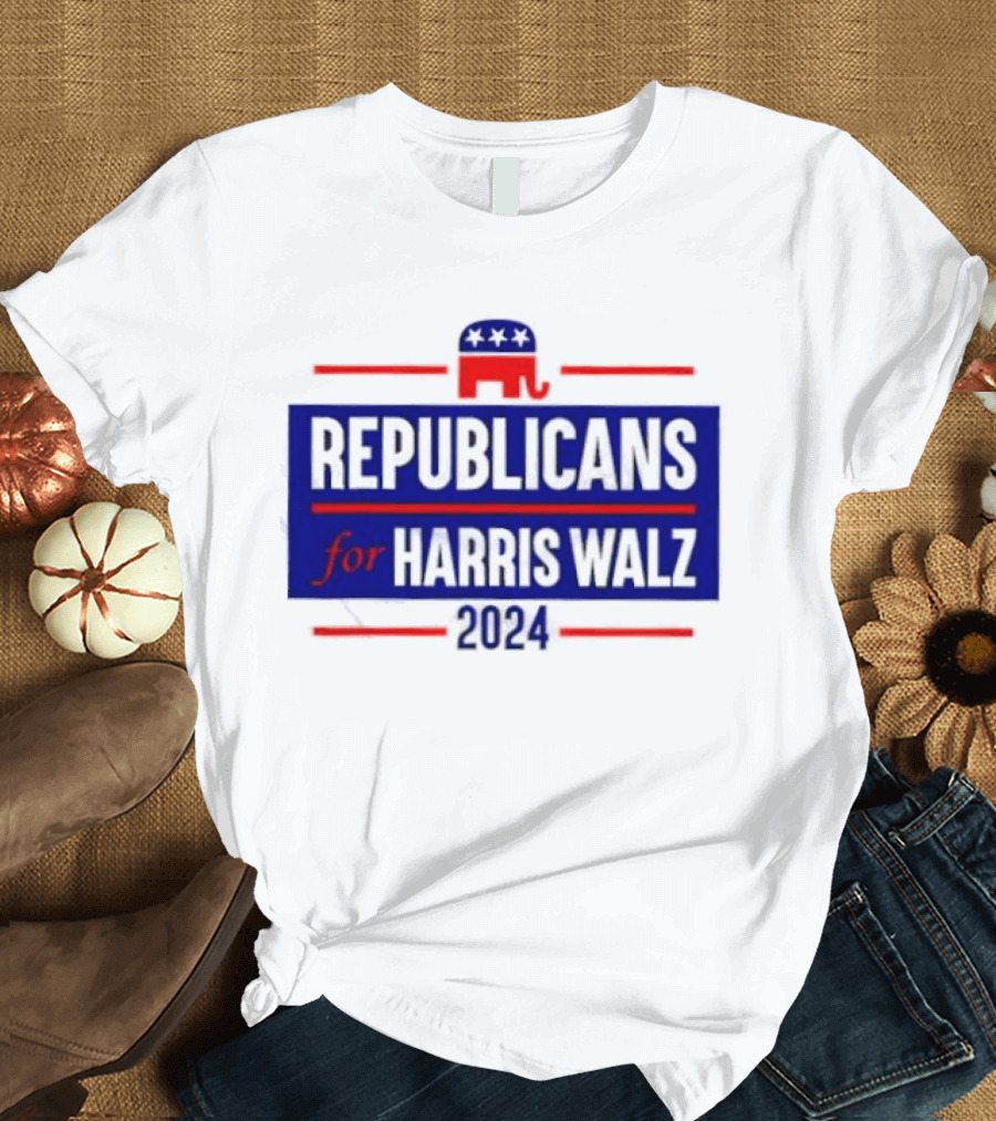 Republicans for Harris Walz 2024 Elephant T-Shirt