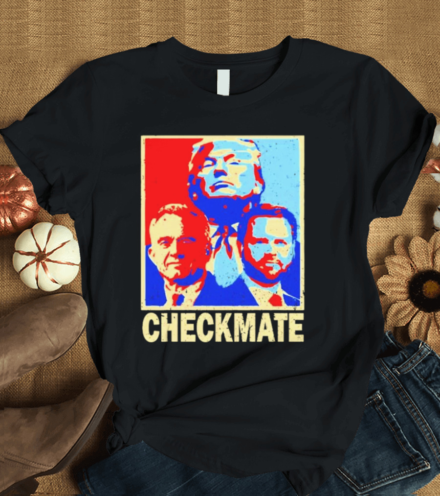Trump Vance Kennedy Checkmate 2024 Bold Red Blue T-Shirt