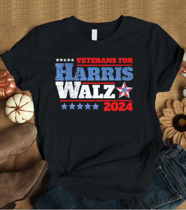 T-Shirt: Veterans for Harris Walz 2024 Patriotic Stars T-Shirt Veterans for Harris Walz 2024 Patriotic Stars T-Shirt