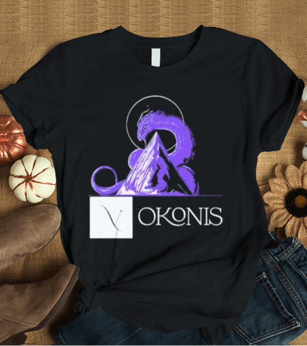T-Shirt: Vokonis Purple Dragon Coiled on Mountain Peak with Crescent Moon T-Shirt Vokonis Purple Dragon Coiled on Mountain Peak with Crescent Moon T-Shirt