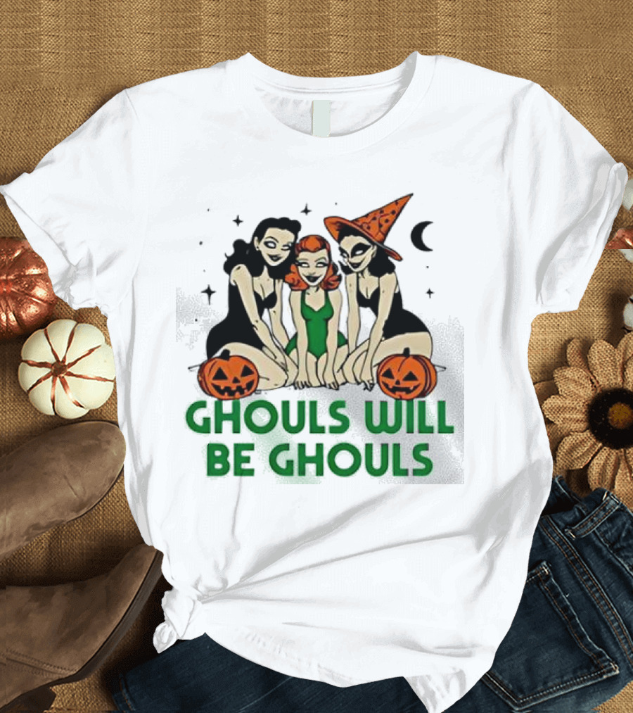 Ghouls Will Be Ghouls Witch Halloween Pumpkins Moon Stars T-Shirt