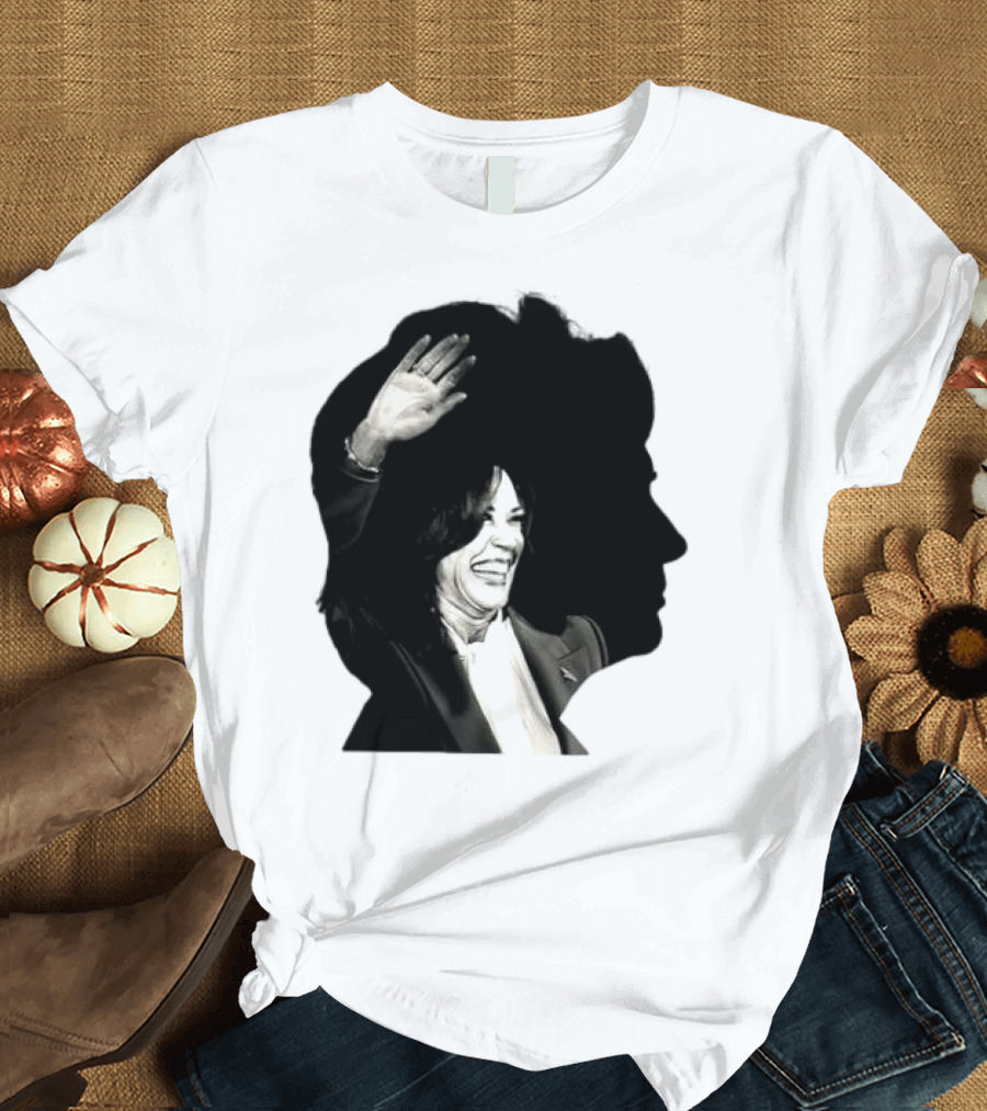 Kamala Harris Overlaid with Hillary Clinton Silhouette Image T-Shirt