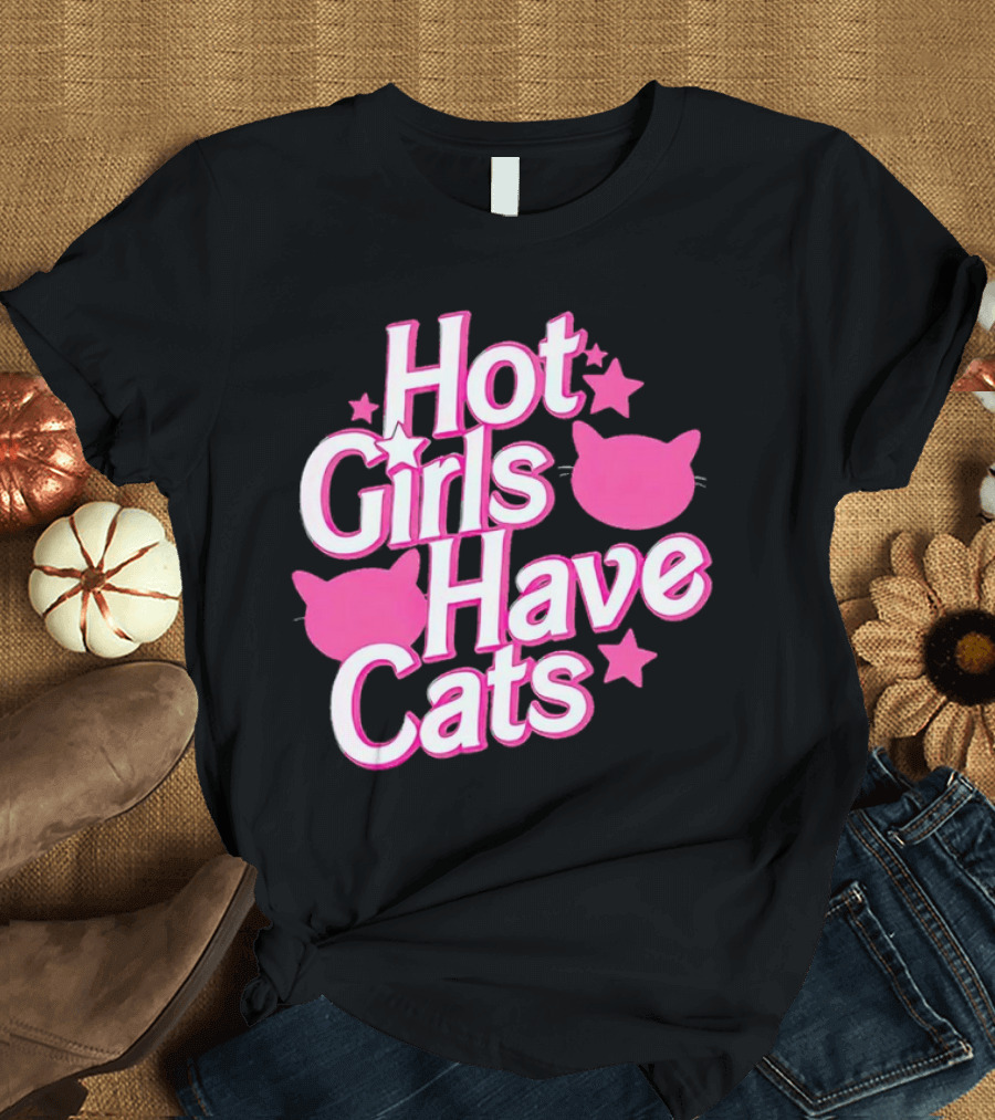 Hot Girls Have Cats Barbie Cats and Stars T-Shirt