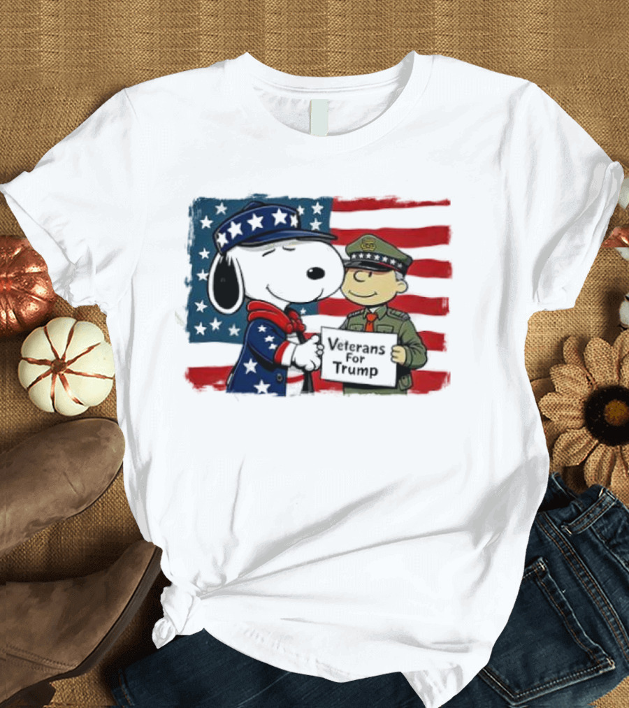 Veterans for Trump Snoopy Patriotic Flag Police Cartoon T-Shirt