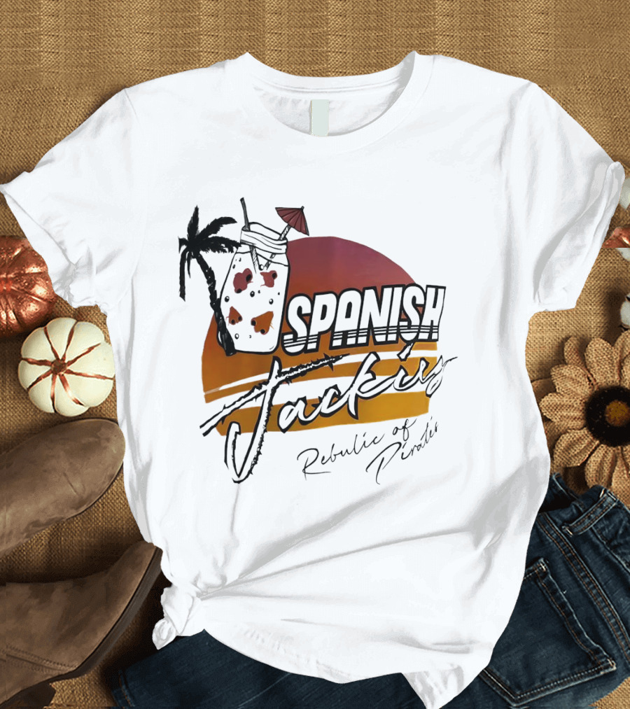 Spanish Jacking Republic of Pirates Sunset Palm Tropical Drink T-Shirt
