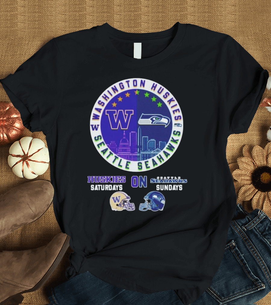 Washington Huskies Seattle Seahawks Huskies On Saturdays Seahawks On Sundays T-Shirt