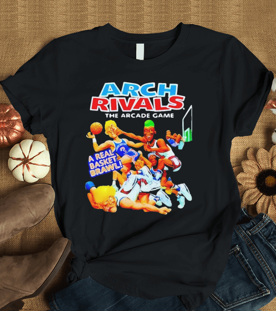 Arch Rivals Arcade Game A Real Basket Brawl Action Scene T-Shirt