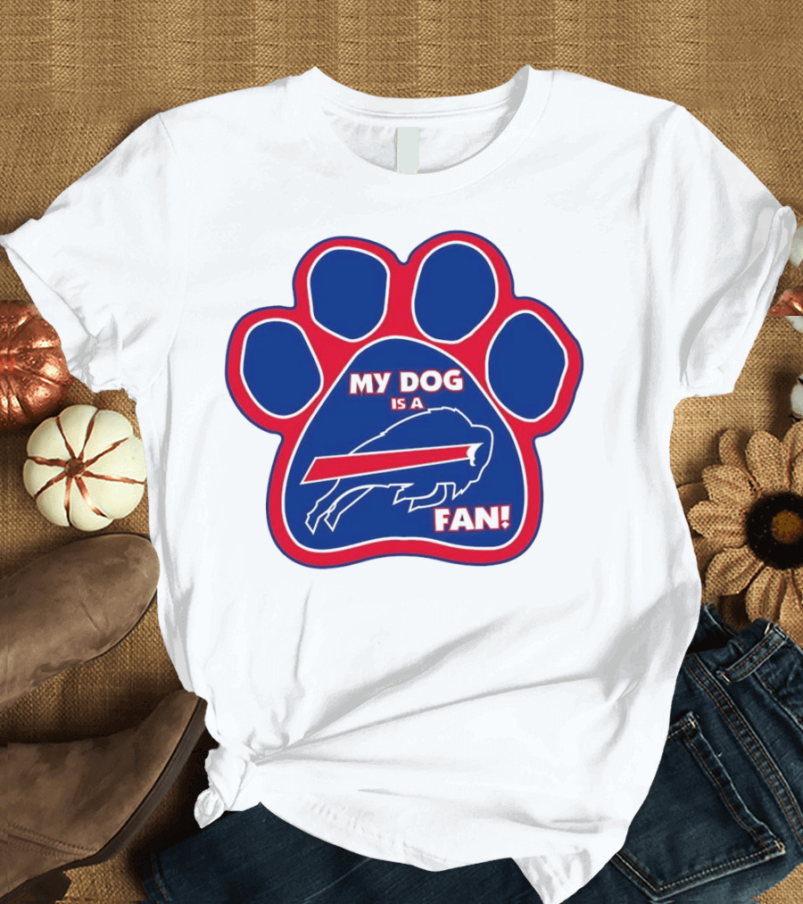 Buffalo Bills My Dog Is a Fan Paw Prints T-Shirt