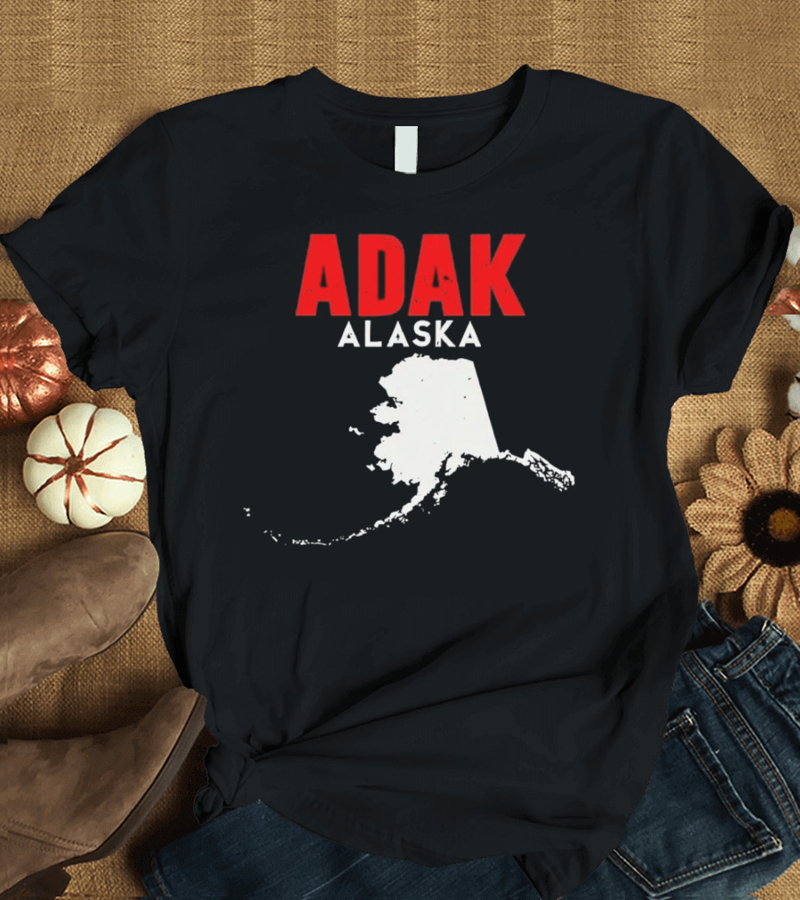 Adak Alaska State Map Travel USA Alaskan America T-Shirt