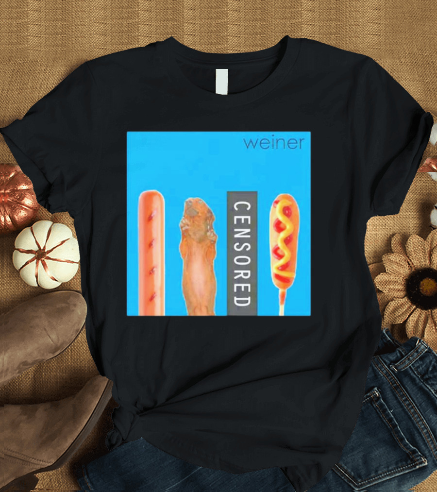 Weiner Censored Blue Background Hot Dogs Corn Dog T-Shirt
