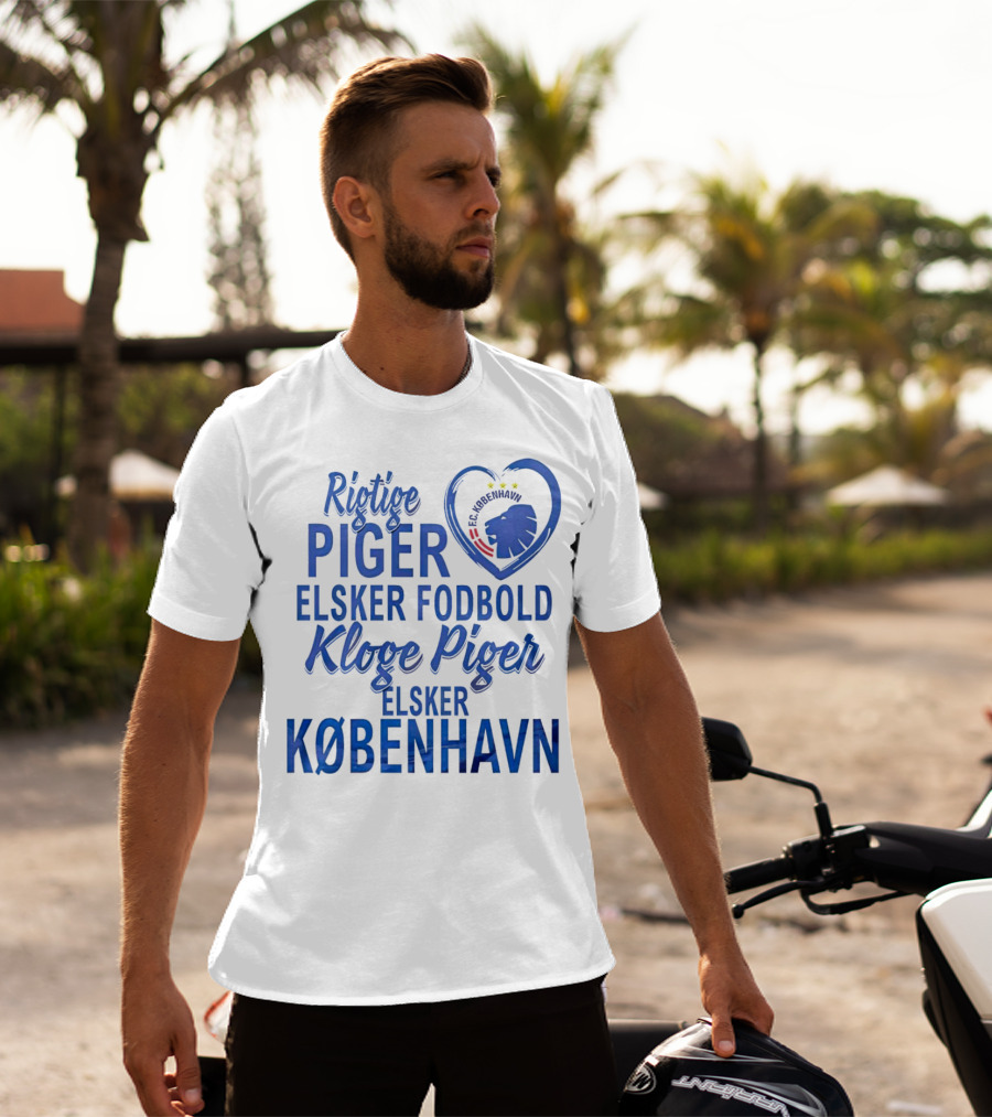 Rigtige Piger Elsker Fodbold Kloge Piger Elsker København FC T-Shirt