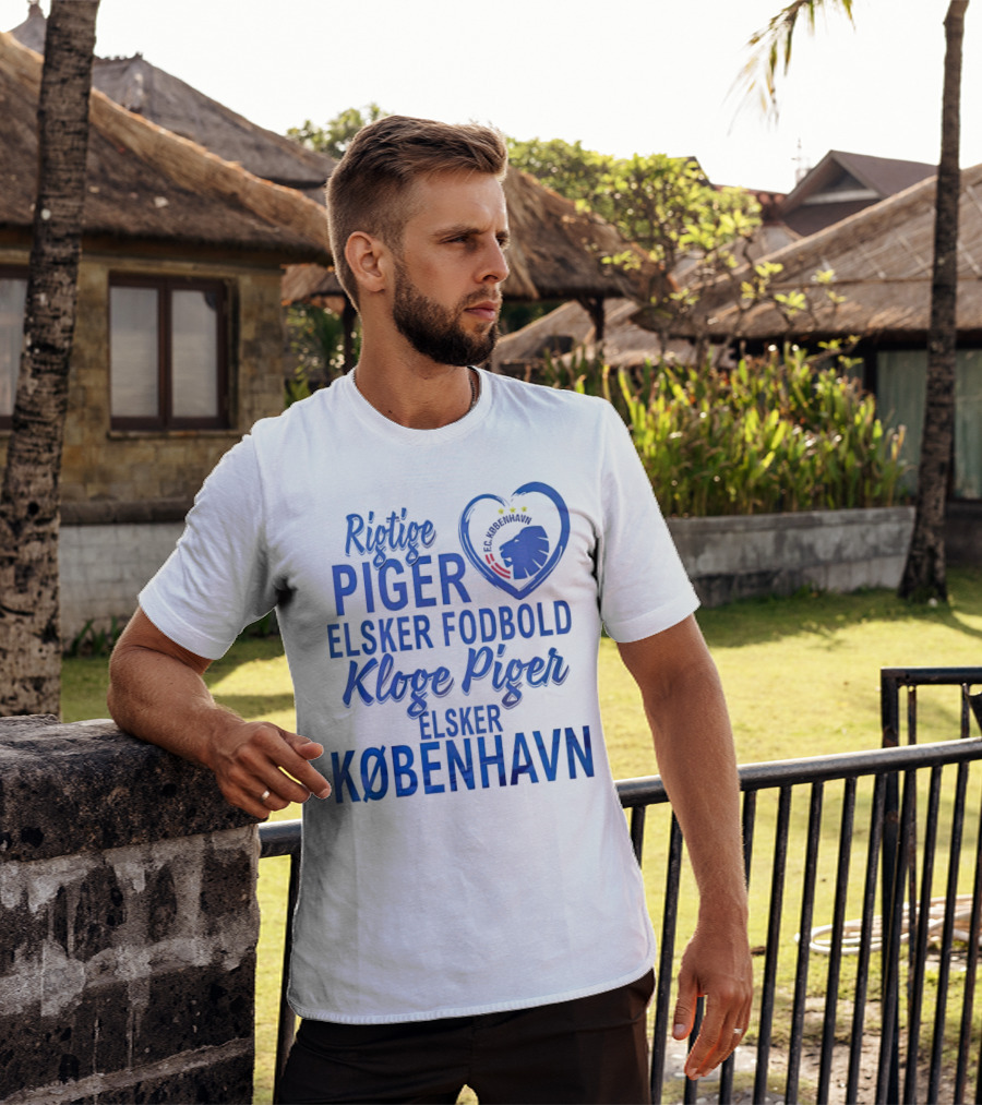 Rigtige Piger Elsker Fodbold Kloge Piger Elsker København FC T-Shirt