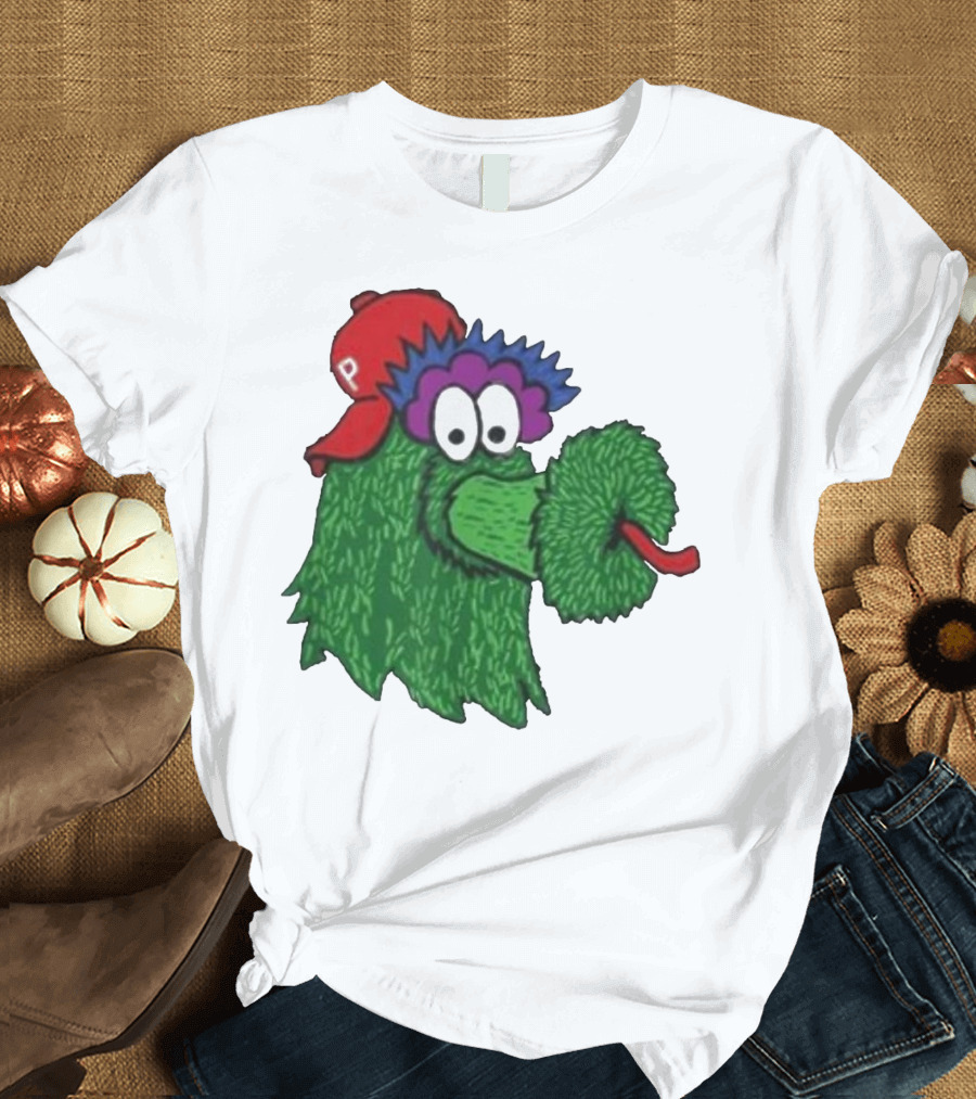 Phillie Phanatic Mascot Philadelphia Phillies Green Creature Red Cap T-Shirt