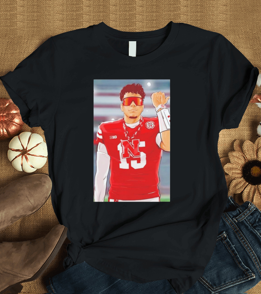 Dylan Raiola Nebraska Cornhuskers Football Number 15 Big Ten Red Jersey T-Shirt
