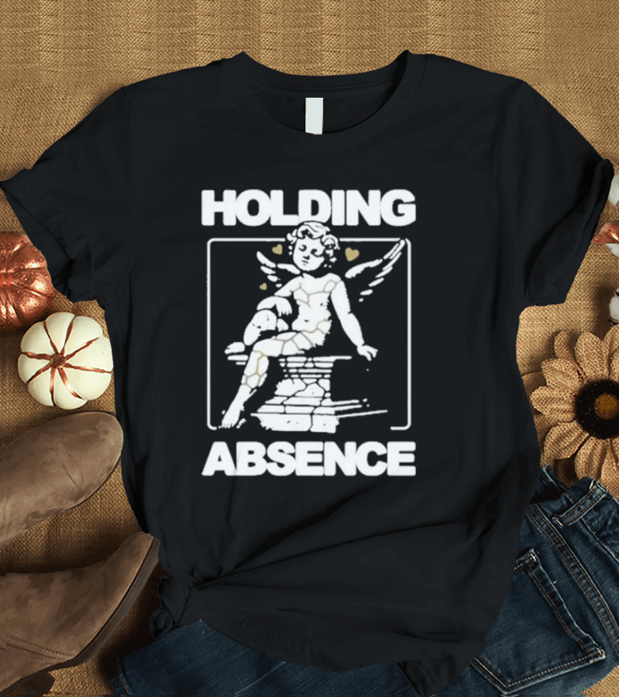 Holding Absence Kintsugi Cherub Angel Statue with Heart Details T-Shirt