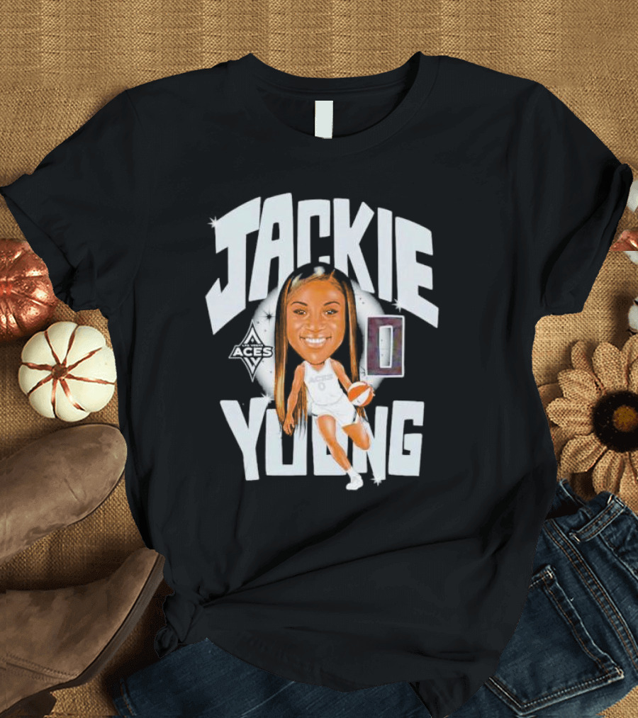 Jackie Young Las Vegas Aces Basketball Caricature T-Shirt