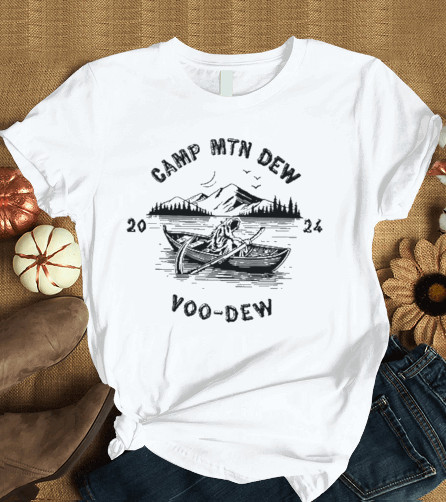 Camp Mtn Dew Voo Dew 2024 Canoe Adventure Scenic Mountains T-Shirt