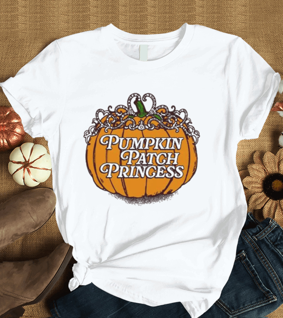 Pumpkin Patch Princess Orange Pumpkin with Vines T-Shirt