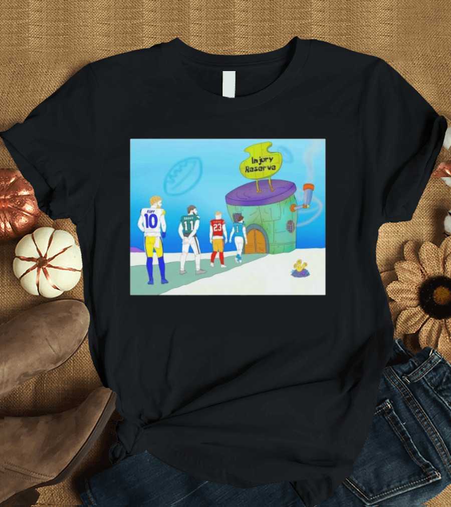 Injury Reserve NFL Football Players Kupp Brown McCaffrey Tagovailoa Spongebob T-Shirt