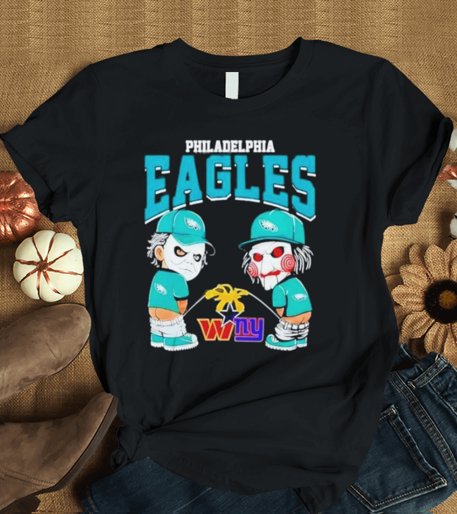 Philadelphia Eagles Michael Myers Billy The Puppet Halloween NY Giants Rivalry T-Shirt