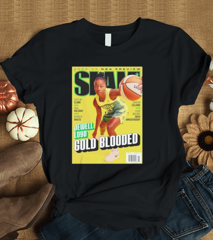 Slam 2024-25 NBA Preview Jewell Loyd Gold Blooded Caitlin Clark Damian Lillard 30th Anniversary T-Shirt