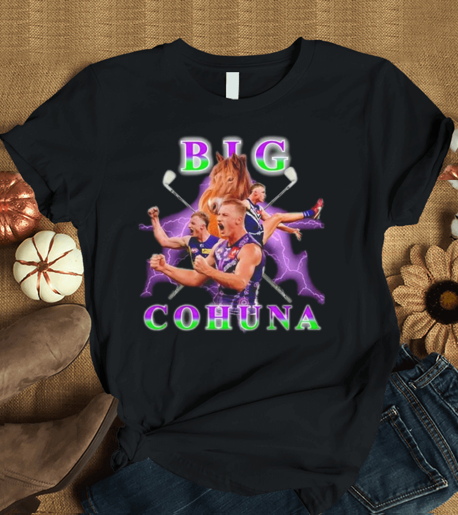 BIG COHUNA Horse Lightning Football T-Shirt