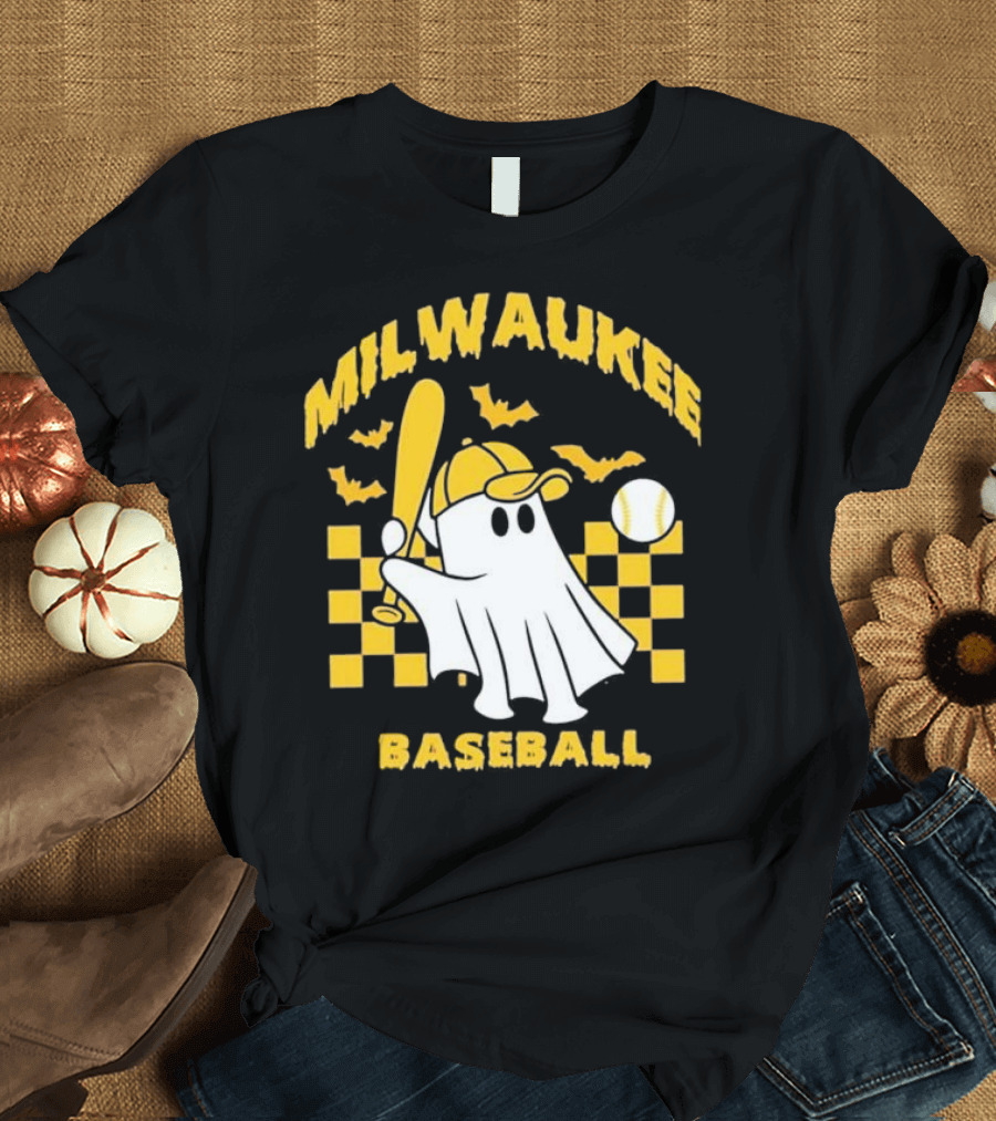 Milwaukee Baseball Ghost Bat Halloween Boo T-Shirt