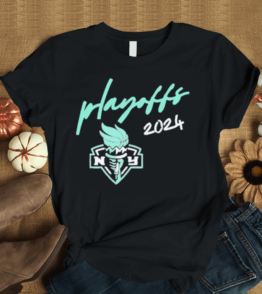 New York Liberty Playoffs 2024 WNBA Glow-in-the-Dark Round21 T-Shirt