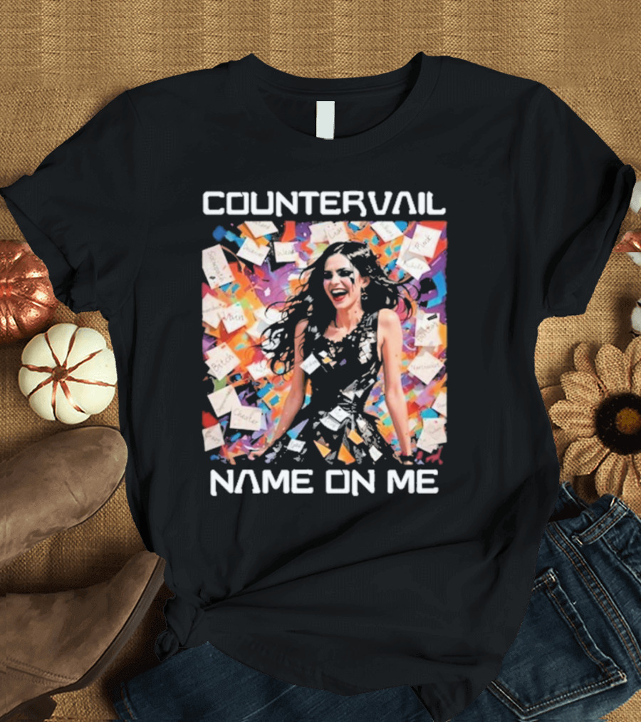 Countervail Name On Me Vibrant Collage Joyful Woman with Notes T-Shirt