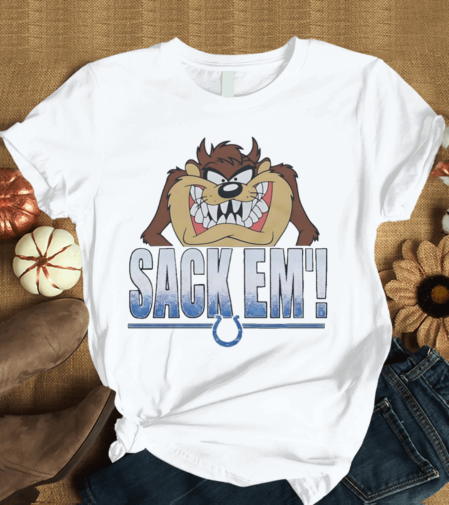 Looney Tunes Taz Sack Em Indianapolis Colts Football Fan Gear T-Shirt