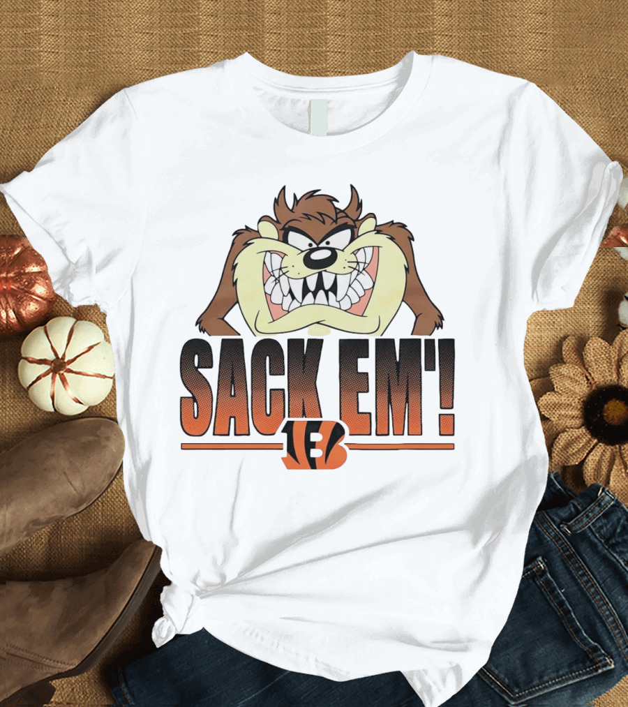 Looney Tunes Taz Sack Em Cincinnati Bengals NFL TFB T-Shirt