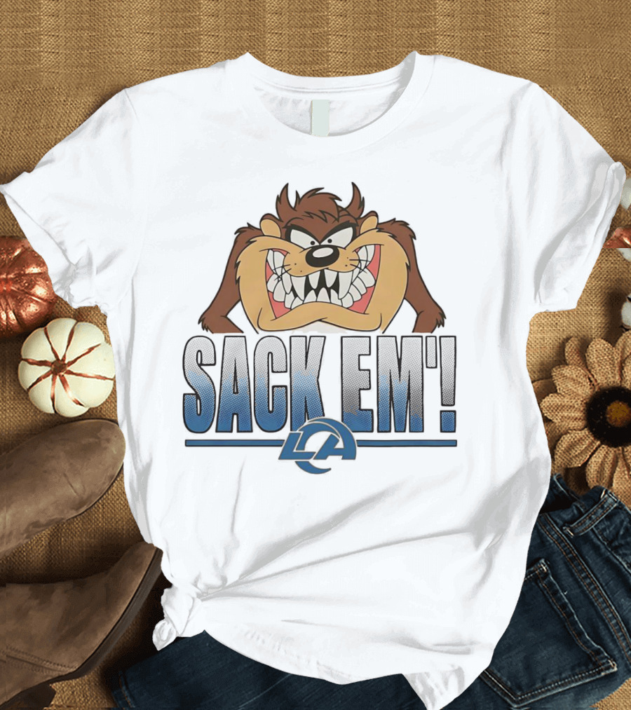 Looney Tunes Taz Sack Em LA Los Angeles Rams T-Shirt