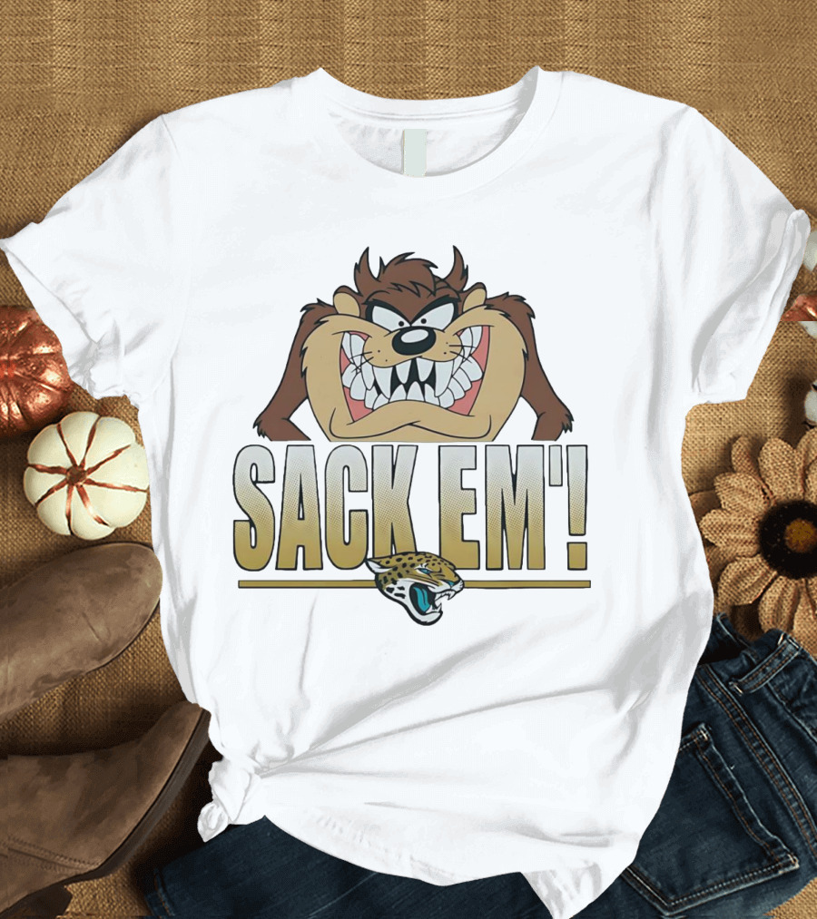 Looney Tunes Taz Sack Em Jacksonville Jaguars T-Shirt