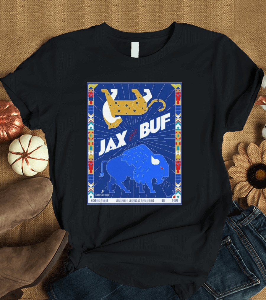 JAX Versus BUF Jacksonville Jaguars vs. Buffalo Bills NFL Highmark Stadium 2024 2:30 PM T-Shirt