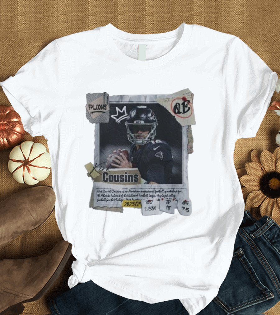 Kirk Cousins Atlanta Falcons QB 2023/24 2331 Yards 18 TD 7.5 AVG T-Shirt