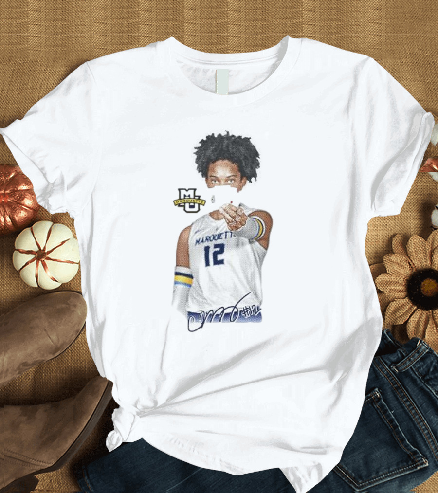 Carsen Murray Marquette Golden Eagles #12 Signature Cartoon MU T-Shirt