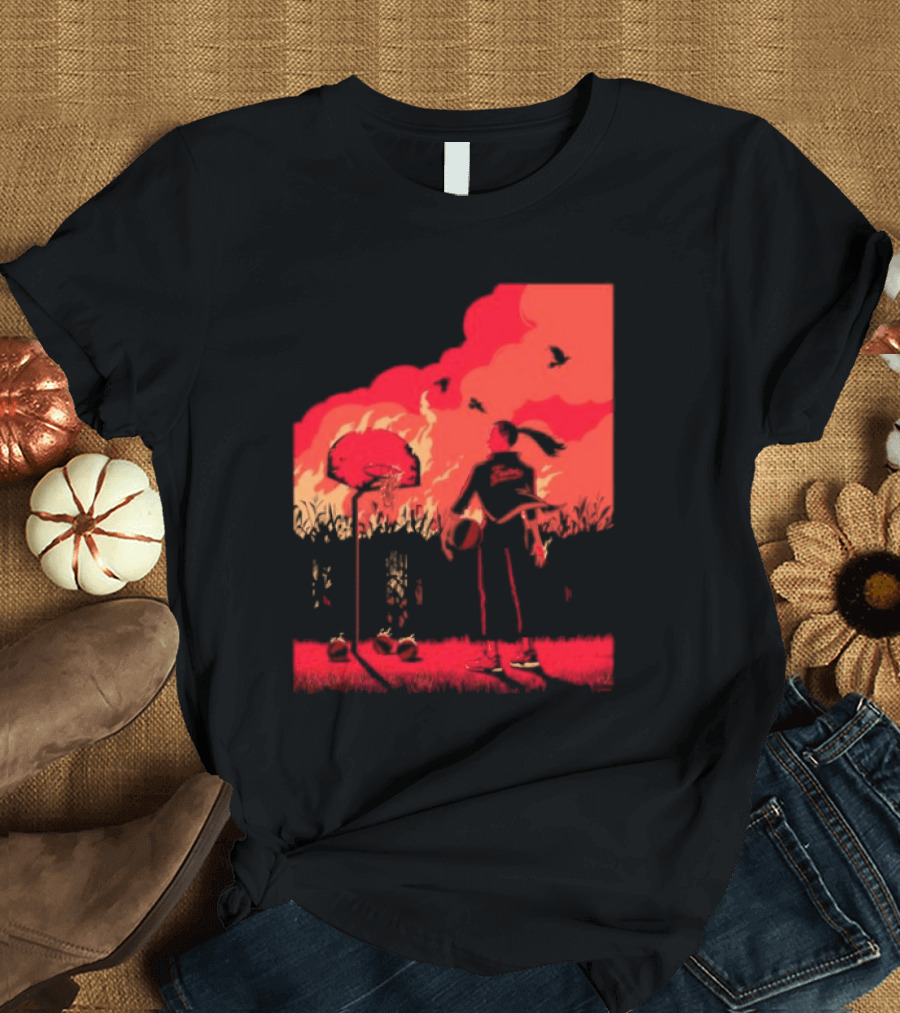 ROTY Caitlin Clark Indiana Fever Cartoon Basketball Scene T-Shirt