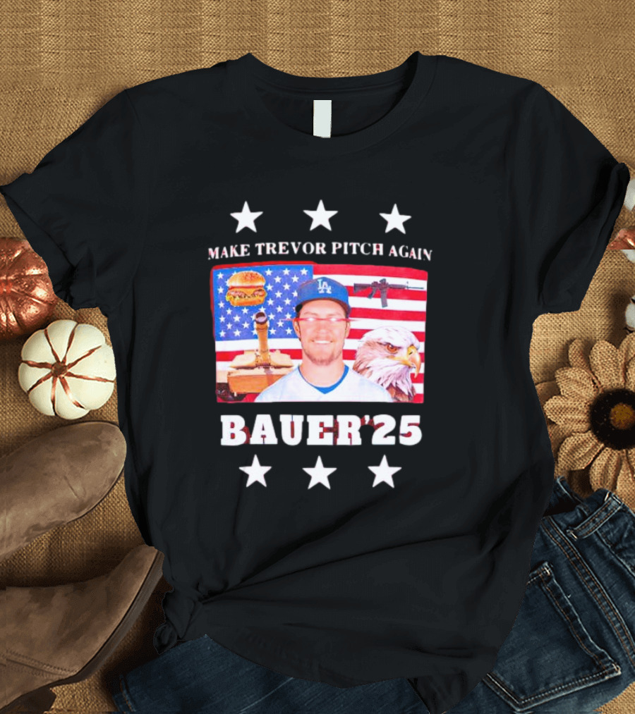 Make Trevor Pitch Again Bauer '25 American Patriot Iconography T-Shirt
