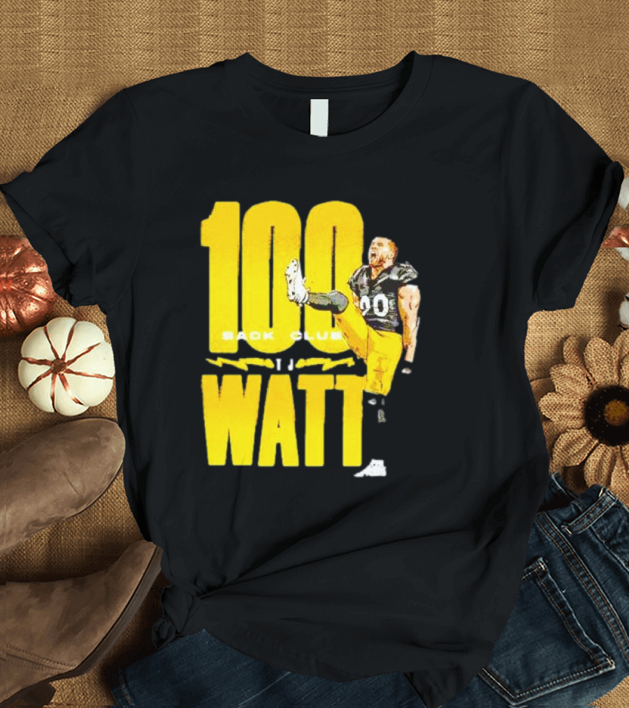 100 Sack Club Pittsburgh Steelers TJ Watt T-Shirt