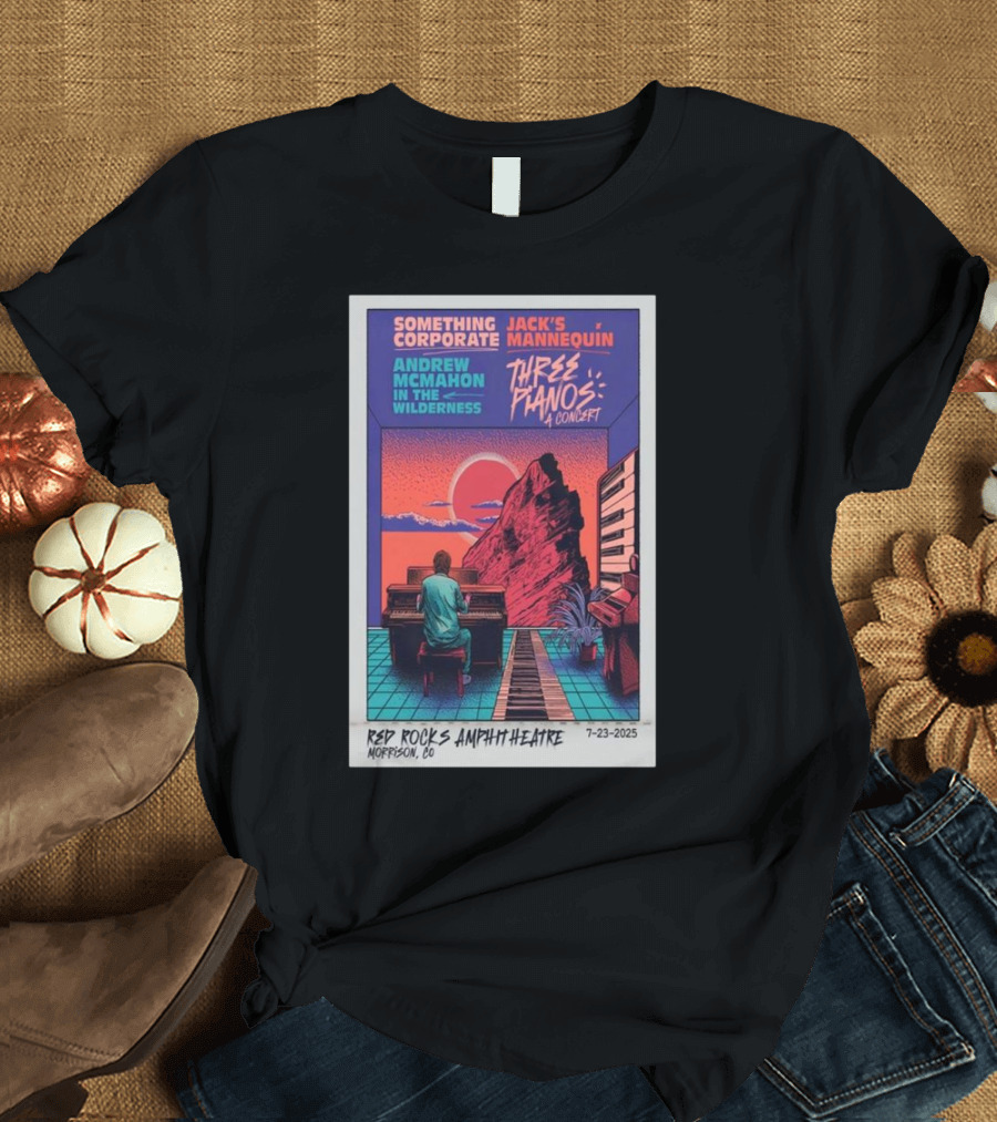 Something Corporate Jack’s Mannequin Andrew McMahon Three Pianos Concert Red Rocks Amphitheatre July 23 2025 T-Shirt