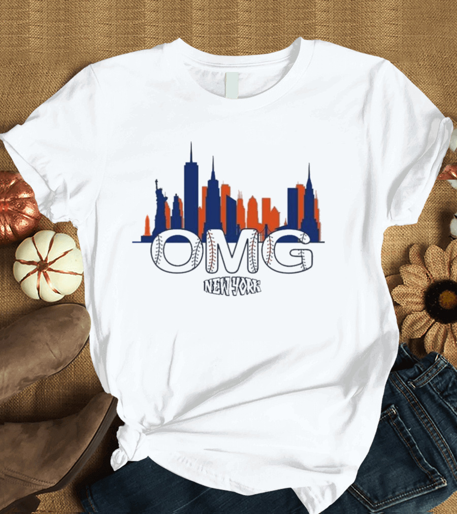 OMG New York Mets Baseball Queens 2024 Skyline T-Shirt
