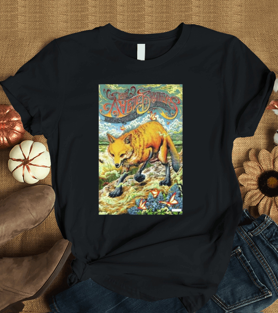 The Avett Brothers October 12 2024 Smart Financial Centre Sugar Land TX Fox and Butterfly T-Shirt
